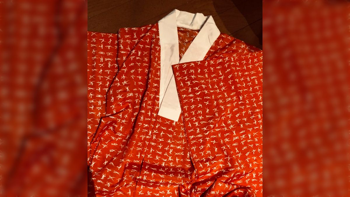 リサイクル着物屋さんでものすごい柄の襦袢（和服用肌着）を