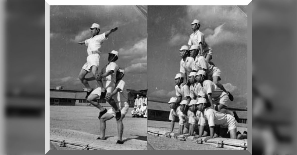 高級素材使用ブランド 10段ピラミッドの事件を受け、昔の海軍の組体操はどれだけハード コレクション