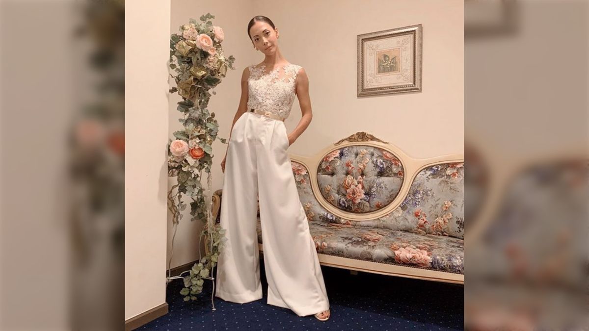 パーティー会場逆さ撮り  パンツウエディング （結婚式ドレス パンツスタイル ロングパンツ オールインワン パーティードレス ブラック ハイウエスト パンツドレス クール 無地  長袖 結婚式 二次会 謝恩会 女子会 Vネック シースルー XL - プチプラ韓国ファッション 可愛いお呼ばれワンピース ...