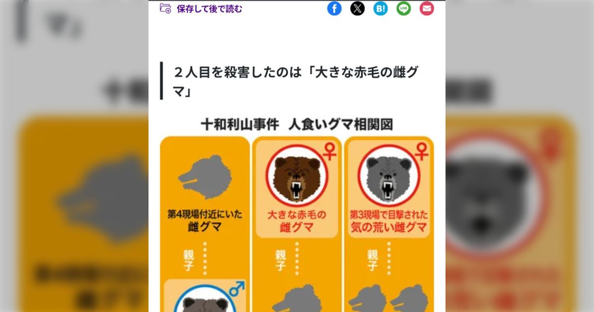 岩手で「クマに食べられた」ような遺体が発見される→ツキノワグマが温血動物を食い殺すなんてありえないと思っていたが過去にも事例はある？
