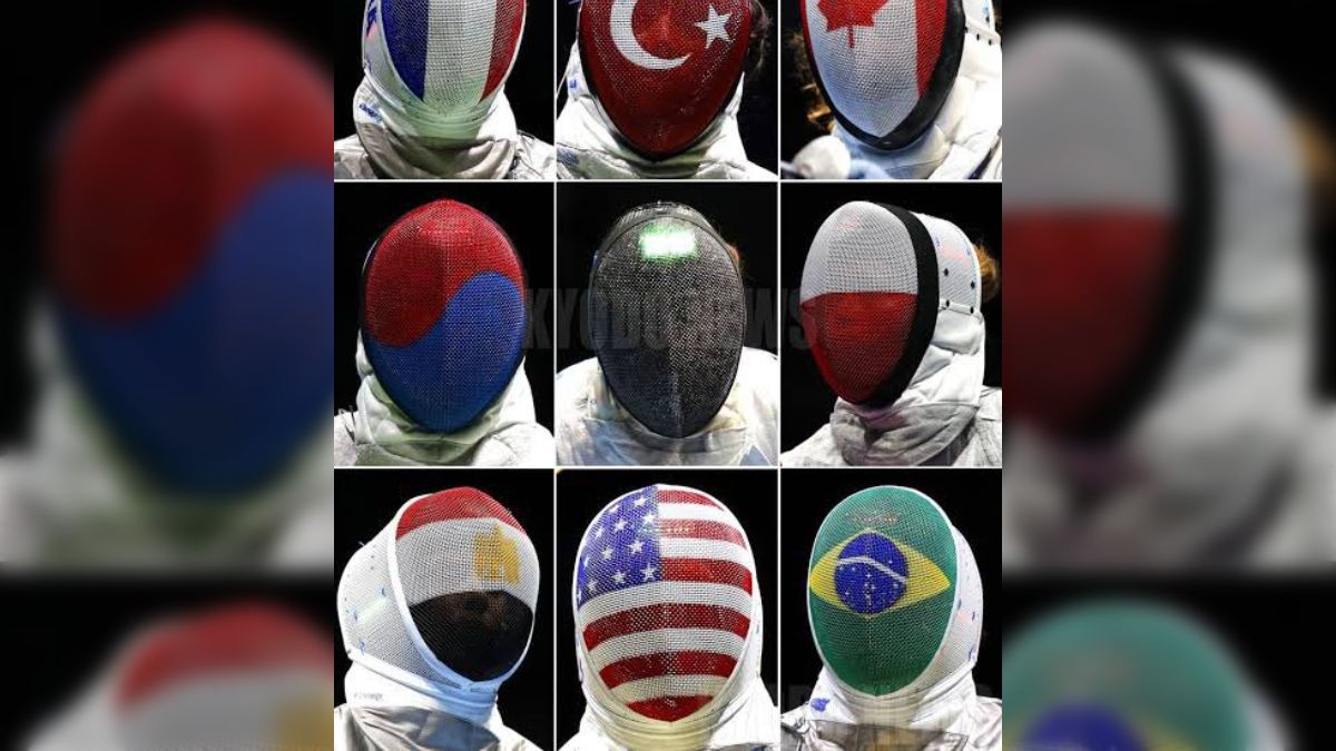 フェンシングのマスク、他の国はマスク部分が国旗のモチーフなのに日本だけ全身で国旗を表しててアツい→梅干し弁当みたいなのを想像してたのに -  Togetter