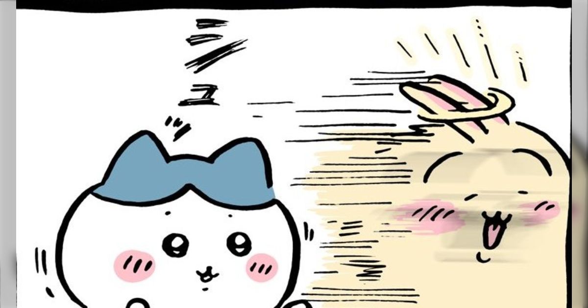 おすすめ ちいかわ』俊敏な動きで人助けするうさぎに叫ぶハチワレの イラスト