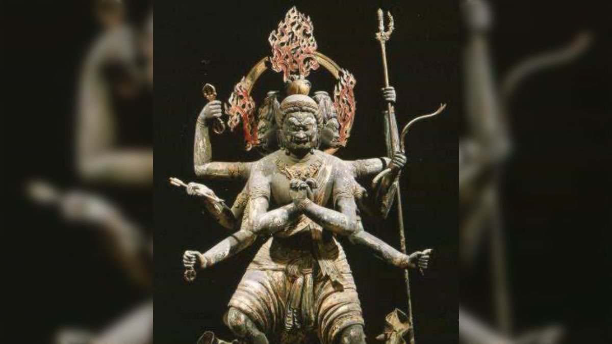 栗田仏像ブランド明王不動明王座像2.0寸（総高20cm、幅9.5cm、奥行き8cm）桧木製高級木彫り彩色 火炎光背四角岩台 1120 栗田仏像ブランド明王不動明王座像2.0寸（総高20cm、幅9.5cm、