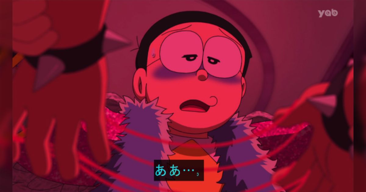 月面で停止したジャイアンとのび太の宇宙船、薄れゆく酸素の中のび太を