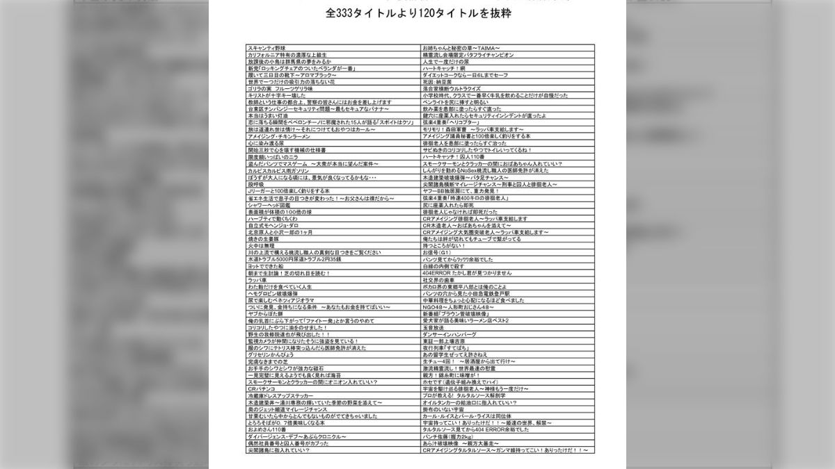 同人誌のタイトルの付け方教えてください」ざっくりまとめてみた - Togetter [トゥギャッター]