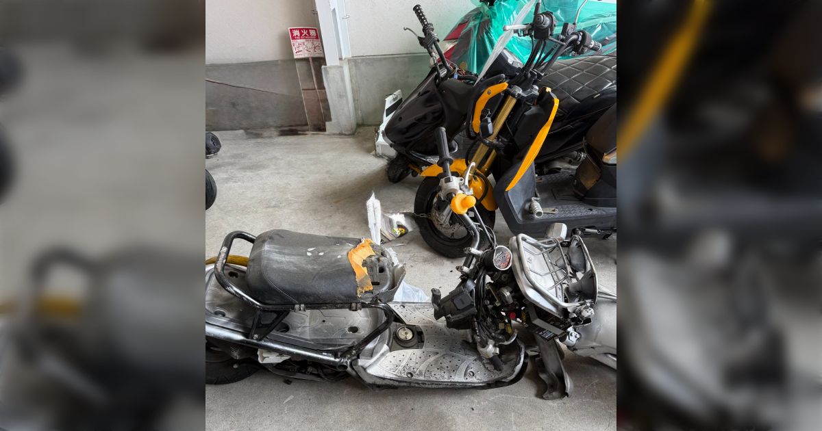 娘のバイクが盗難に遭い、盗難届を出して何ヶ月か経った頃、警察から「バイクが見つかった」と電話があったので、行ってみたらこれ… 盗難車に乗っていたのは中学生だった