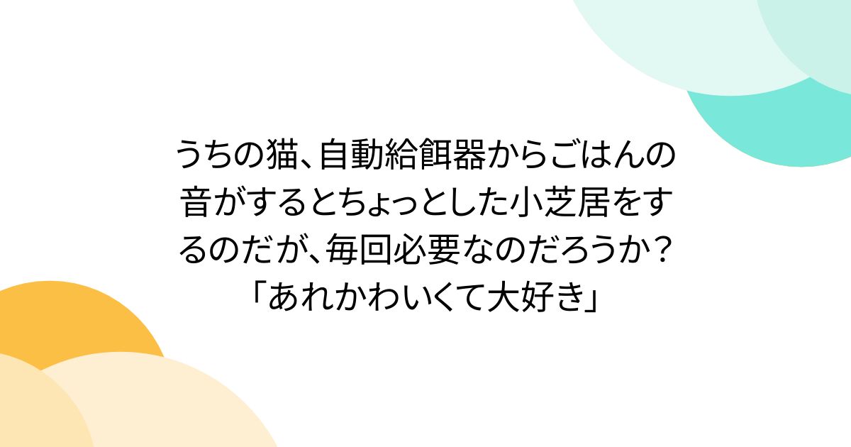 うちの猫、自動給餌器からごはんの音がするとちょっとした小芝居をするのだが、毎回必要なのだろうか？「あれかわいくて大好き」