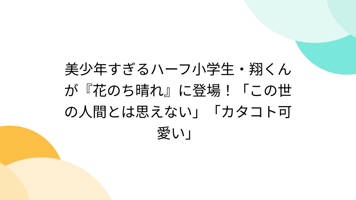 美少年すぎるハーフ小学生・翔くんが『花のち晴れ』に登場