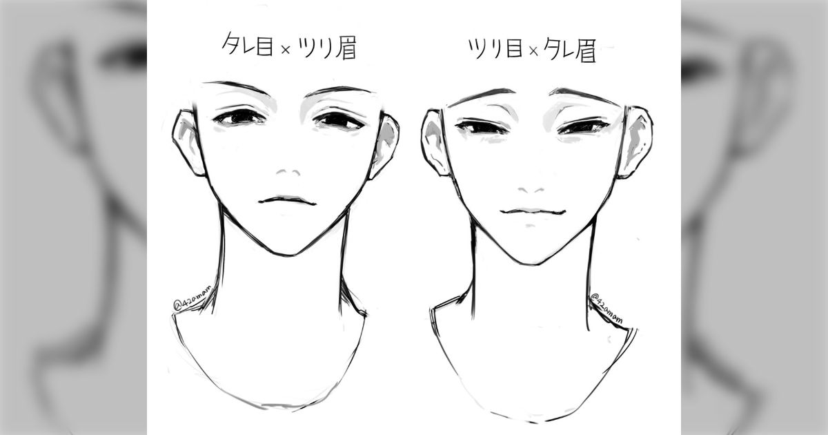 タレ目ツリ眉/ツリ目タレ眉キャラが定期的にバズりがち→「こういう顔のキャラいるよね」という特徴だけを抜き出して描いてるからバズりやすいのかも ...