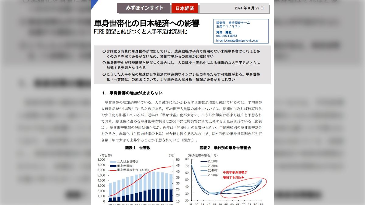 みずほが出した人手不足への予測が一行目からクライマックスだった→そら働く理由が無くなったら働かないわな - posfie