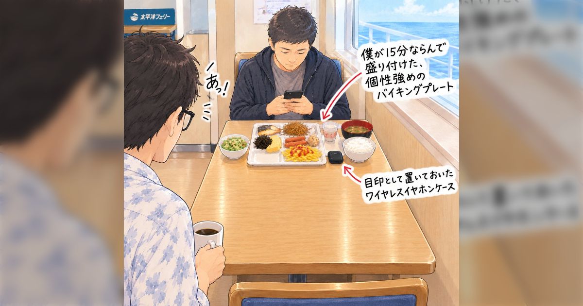 レストランのバイキングで一旦プレートを置いてコーヒーを取って戻ってきたら他人が席に座っていて、「それ僕のですよ」と言ったら「すみません間違えました」と去っていった