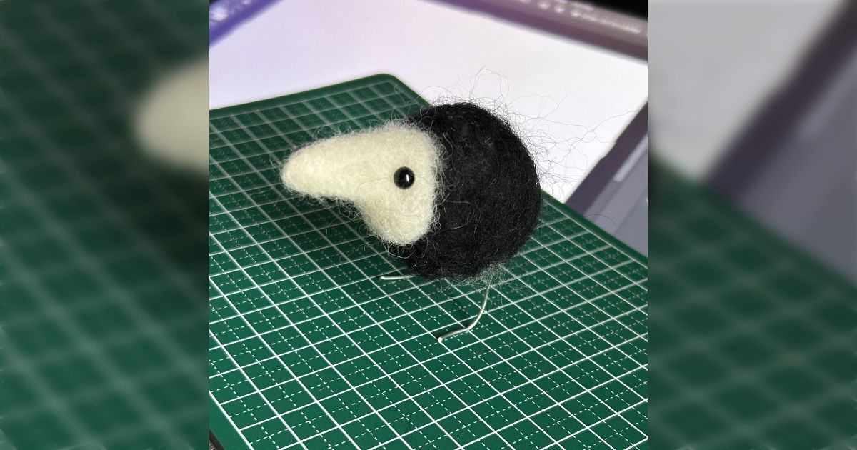 星を集めるペンギンさんとシマエナガさんのウェルカムインテリア　羊毛フェルト 星を集めるペンギンさんとシマエナガさんのウェルカムインテリア