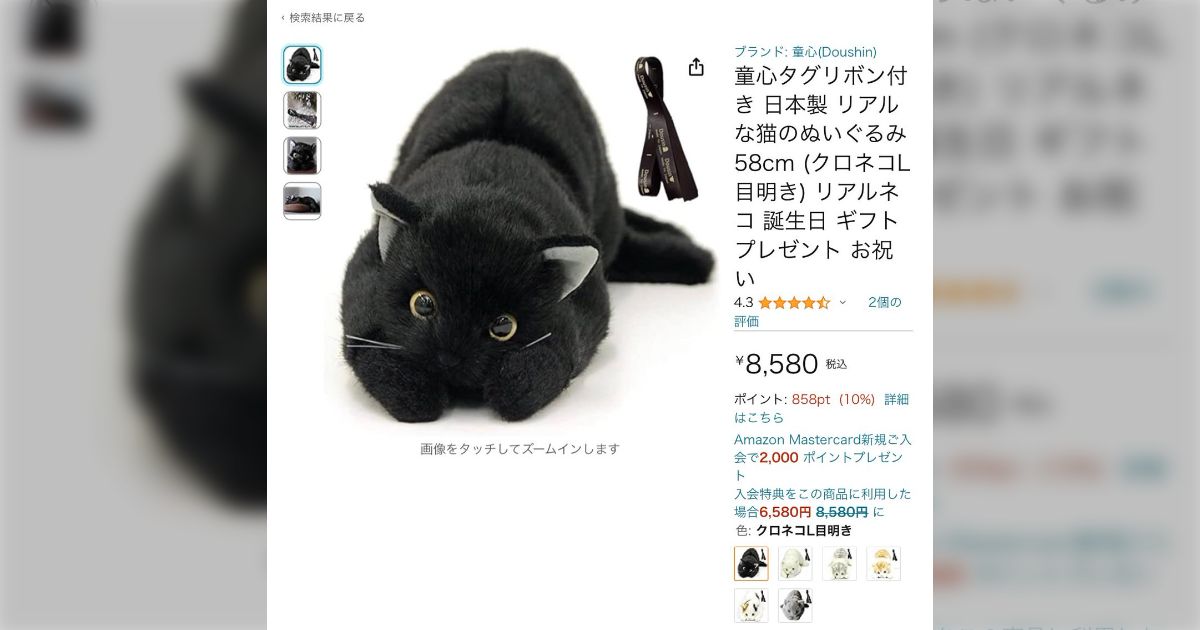 ぬいぐるみメーカーさん「怪しい出品はないか」Amazon巡回中に黒猫