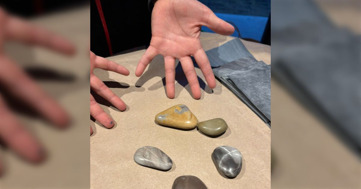 ただの石を紙やすりでツルツルに磨く会』30分ほどでこのくらい光ります