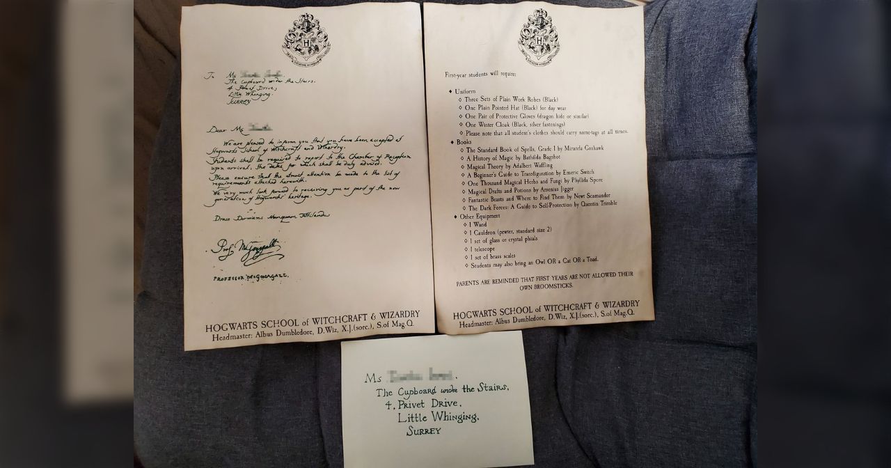 ハリーポッター ミラフォラ・ミナ手書き　ホグワーツ入学許可証レター手書きレプリカ ハリーポッター ミラフォラ・ミナ手書き ホグワーツ入学許可証レター