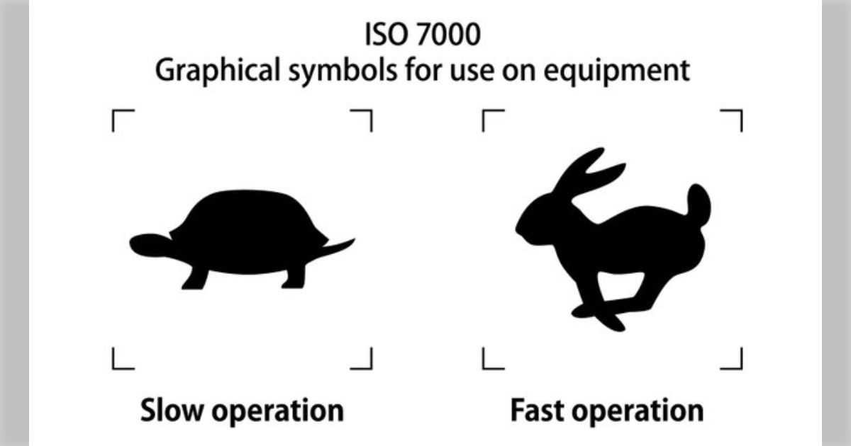 速度表示のデザインにウサギとカメのイラストを添えたら管理職から「海外で理解されないのでは」と質問されたがISOにも設定されているマークである -  Togetter [トゥギャッター]