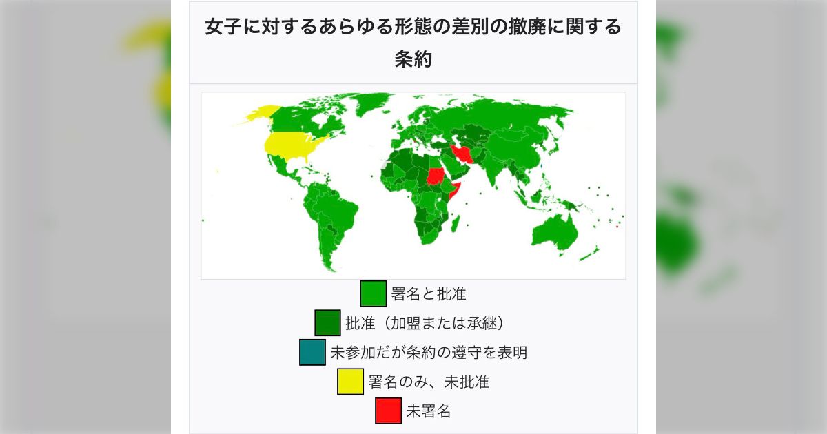 女性差別撤廃条約を留保せずに批准したせい - posfie