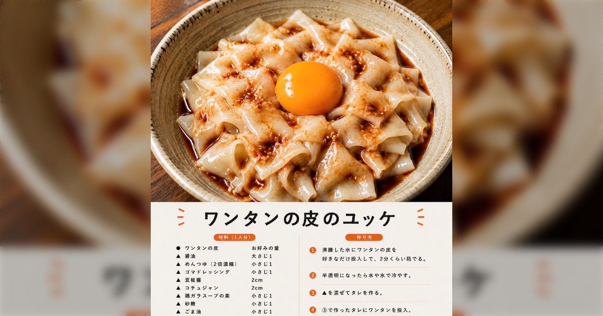 「天才すぎんか？」ぼっち飯としてオススメの「ワンタンの皮のユッケ」がかなり旨そう、おまけに材料費は約70円と破格の安さ