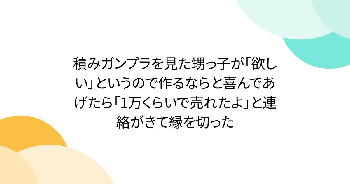 積みガンプラを見た甥っ子が「欲しい」というので作るならと喜んであげたら「1万くらいで売れたよ」と連絡がきて縁を切った - Togetter
