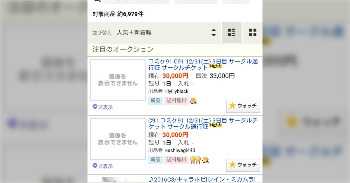 C99 2日目サークルチケット 通行証 コミケ 冬コミ 12/31