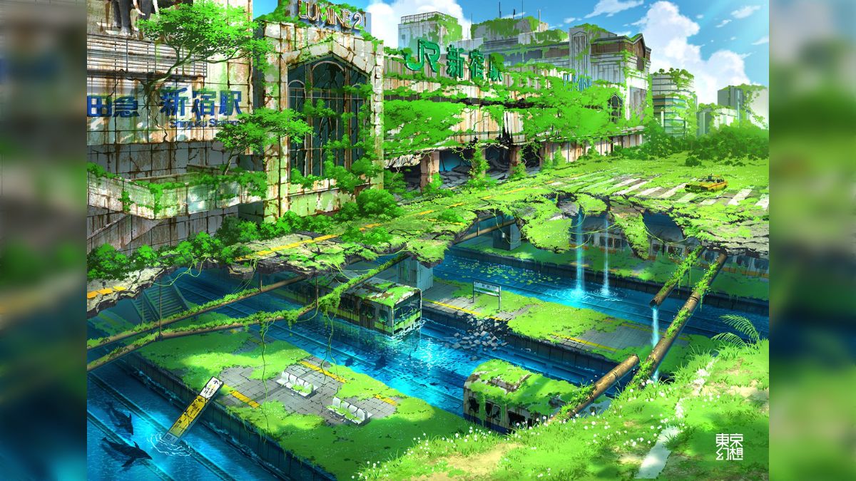 東京や世界の名所、廃車など、時を経て朽ち果て苔むした荒廃感漂う幻想