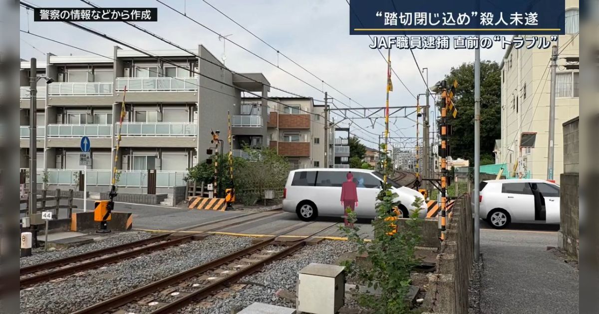 踏切内に後続車を閉じ込めたJAF職員が殺人未遂容疑で逮捕→報道の内容に疑問を呈する声が続々と集まる「確実に踏切から出られたよね」「煽られていたことを前提とするなら」