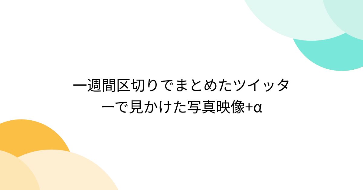 一週間区切りでまとめたツイッターで見かけた写真映像+α - posfie