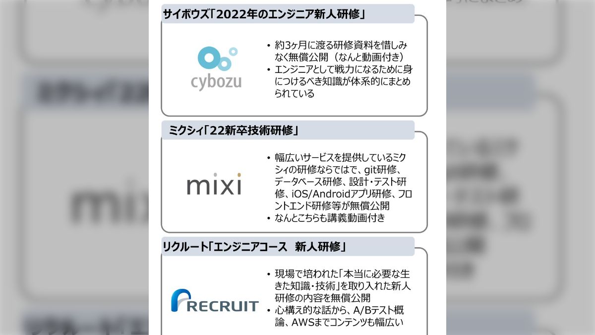 保存版】リクルートやサイボウズといった大企業が新人研修用の資料を公開。→「学び直そう」「非エンジニアの方にも」 - posfie