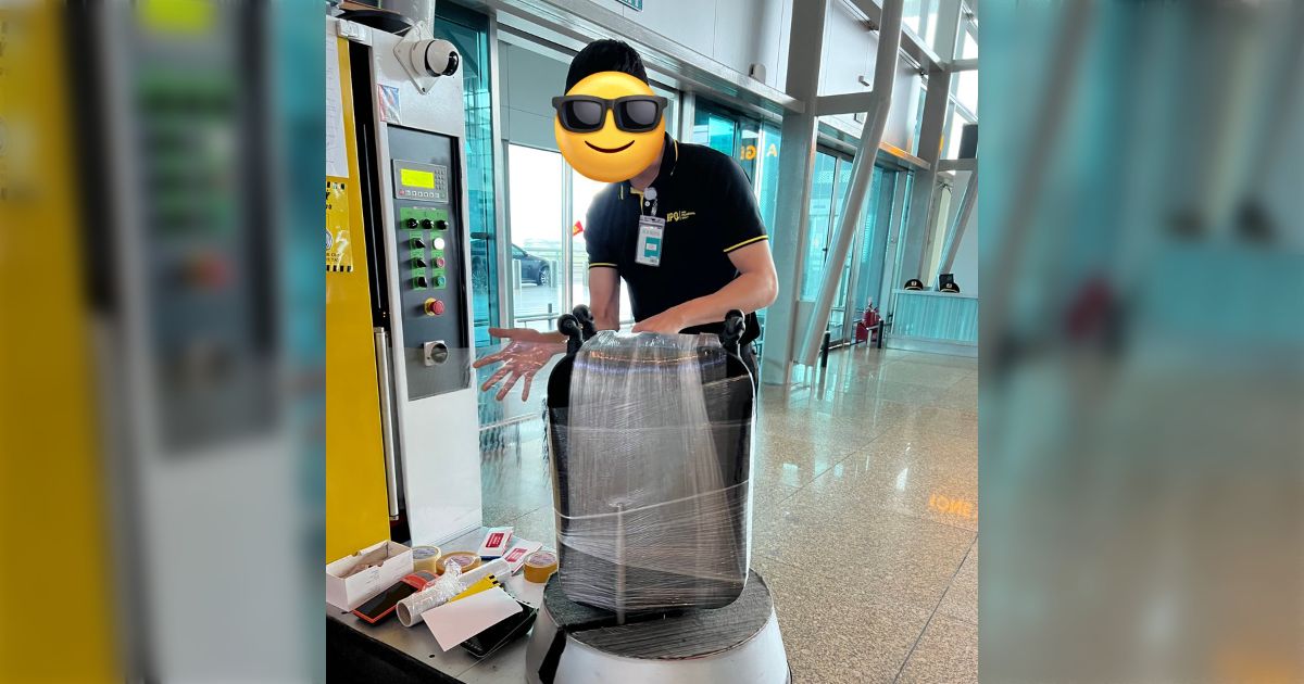 スーツケースを梱包ラップでぐるぐる巻きにする理由...よほど傷や汚れが気になるんだなぁと思っていたけど本当の理由を知って以来怖くてずっとやってる