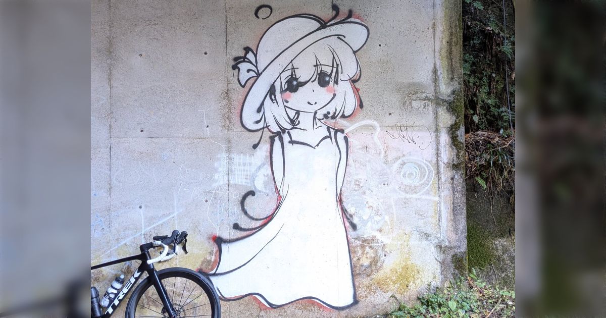 フォロワーさんから教えて貰った山奥のトンネルに描かれている少女へ会いに...望んではいけないのだけど消えないで欲しい→「デカい絵をスプレーで一発描き...どこの絵師なんだ」