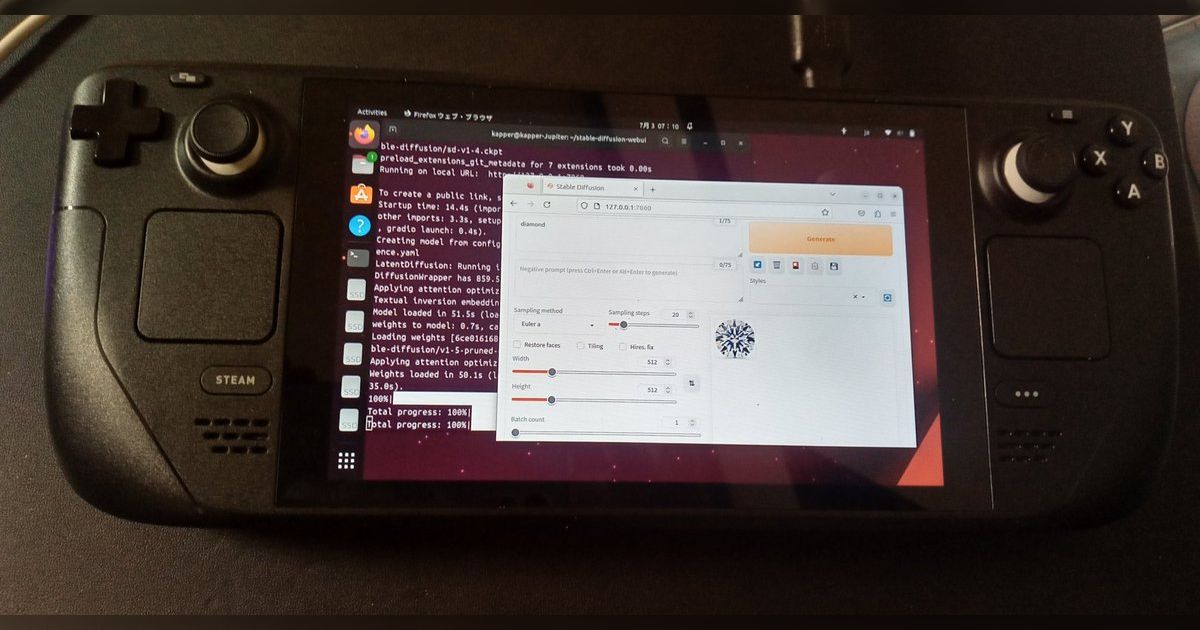 Steam deckのMicroSD 128GBへUbuntu Linux23.04を入れてStable diffusion をCPU。4分 ...