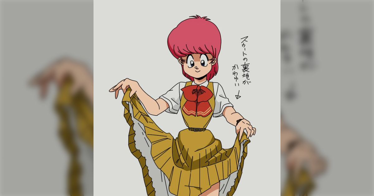 『ハイスクール！奇面組』の登場人物を描いた一枚のイラスト、スカートの裏地に見える衣装に注目集まる「昭和感あるよね」「キャミソールよりもかなり刺さる...」