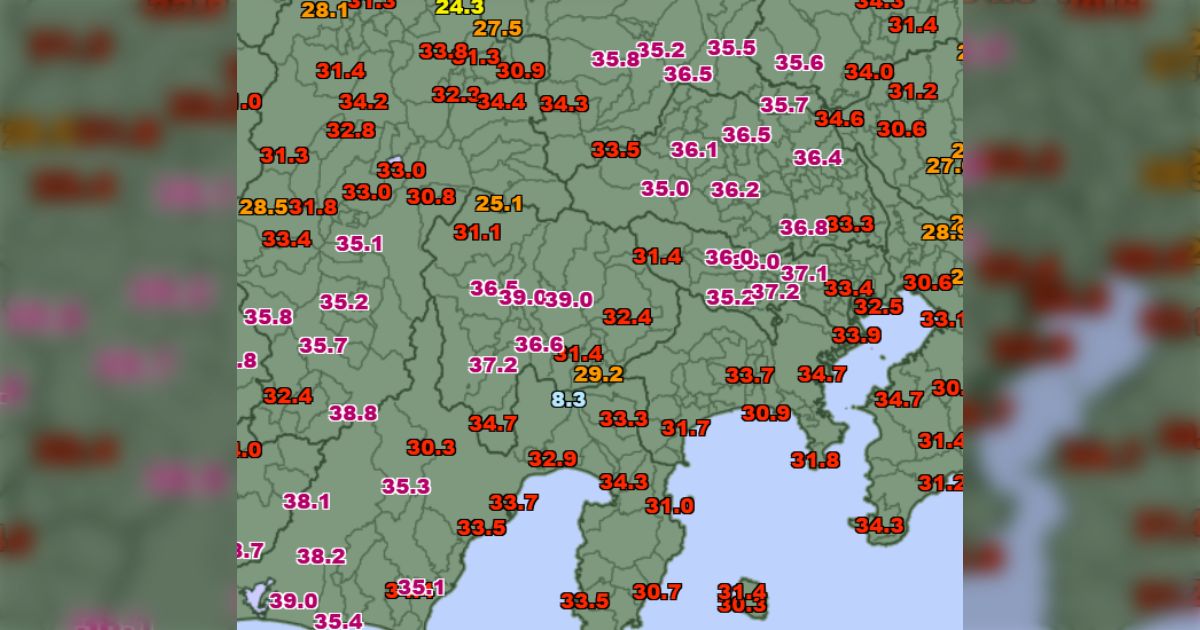 地図で最高気温を見ていたら一箇所だけ桁違いな気温の場所があり、よく考えたらそりゃそうだった「ここも気になる」