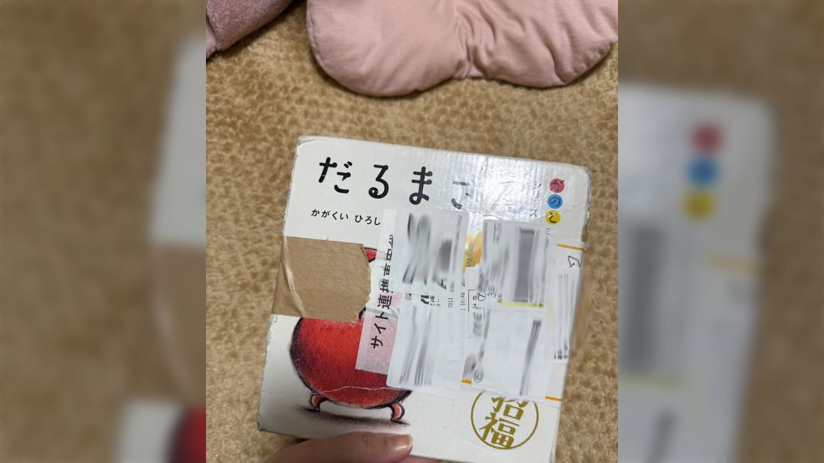 メルカリで絵本を買ったら「表紙にガムテ、伝票ベタ貼り」で届いたのが 