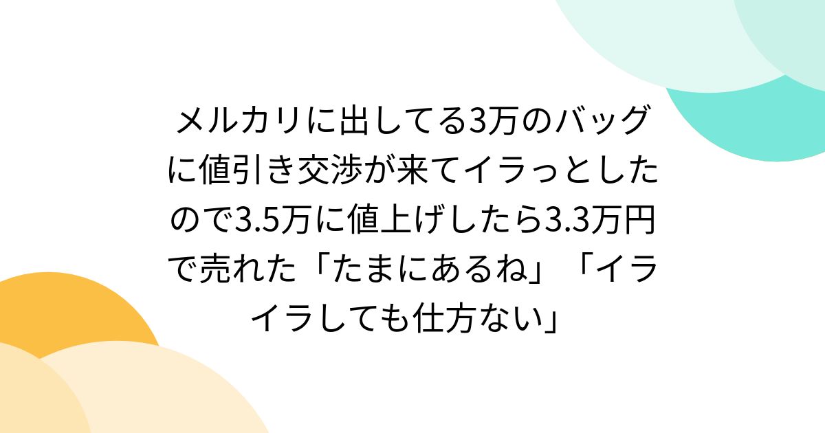 メルカリに出してる3万のバッグに値引き交渉が来てイラっとしたので3.5 