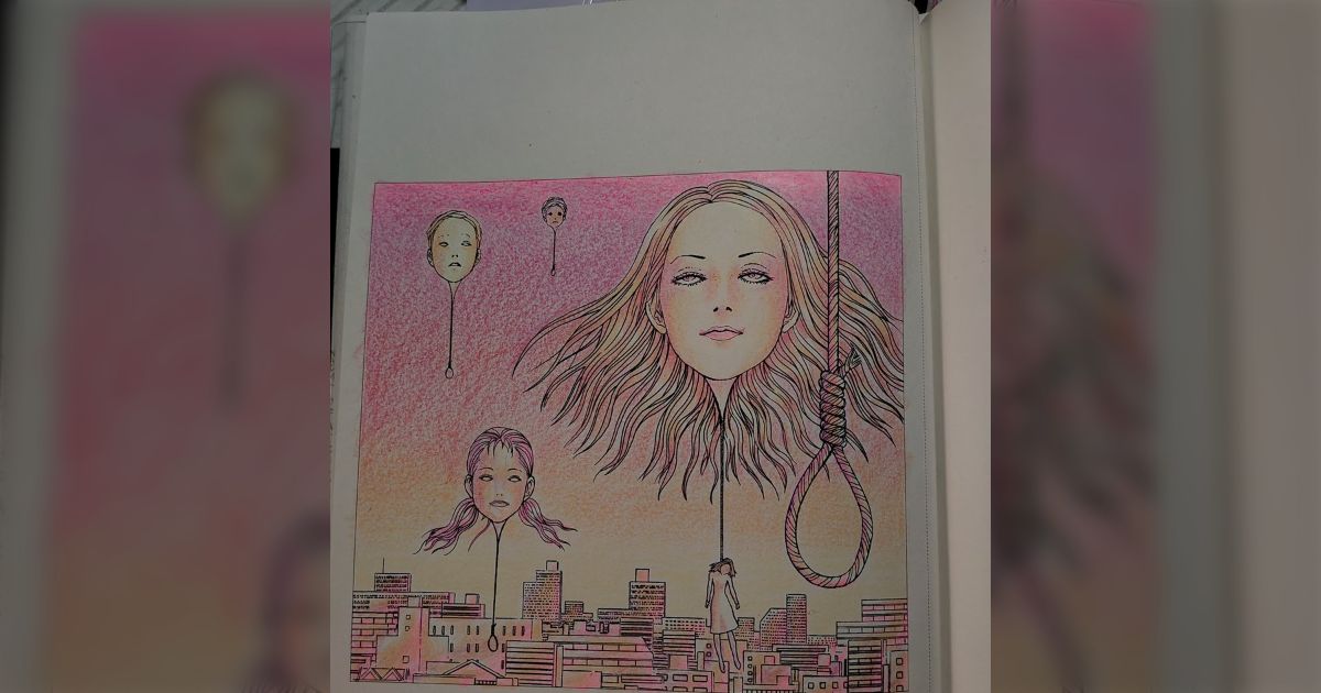 岩下の新生姜とサクラクレパスのコラボクーピーペンシルでぬり絵をやった人が出来上がった作品を投稿したが、色合いは可愛いのに可愛くない