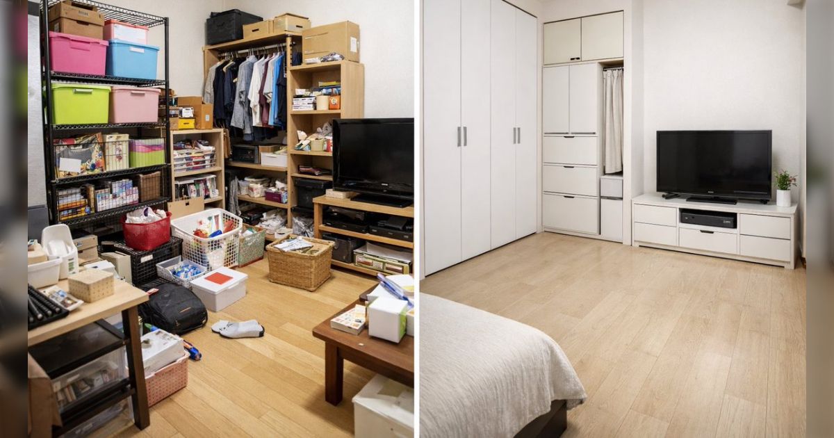 「部屋が整ってる人は物が少ないんじゃなくて管理できる量しか持ってない」らしいので、画像を比べてみましょう→「じゃあもう片付かなくていいや」