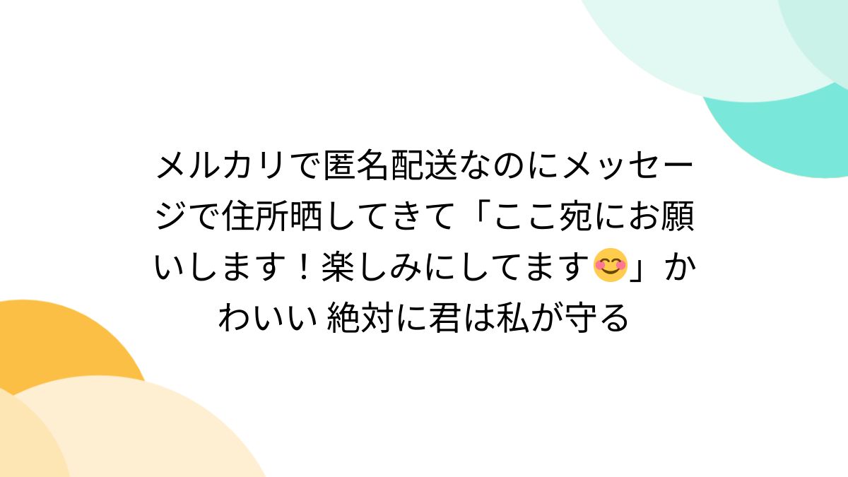 新籾　師俊 様 ご依頼品【匿名配送】 メルカリで匿名配送なのにメッセージで住所晒してきて「ここ宛に